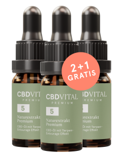 CBD Naturextrakt PREMIUM Öl 5% ★ 2 + 1 GRATIS